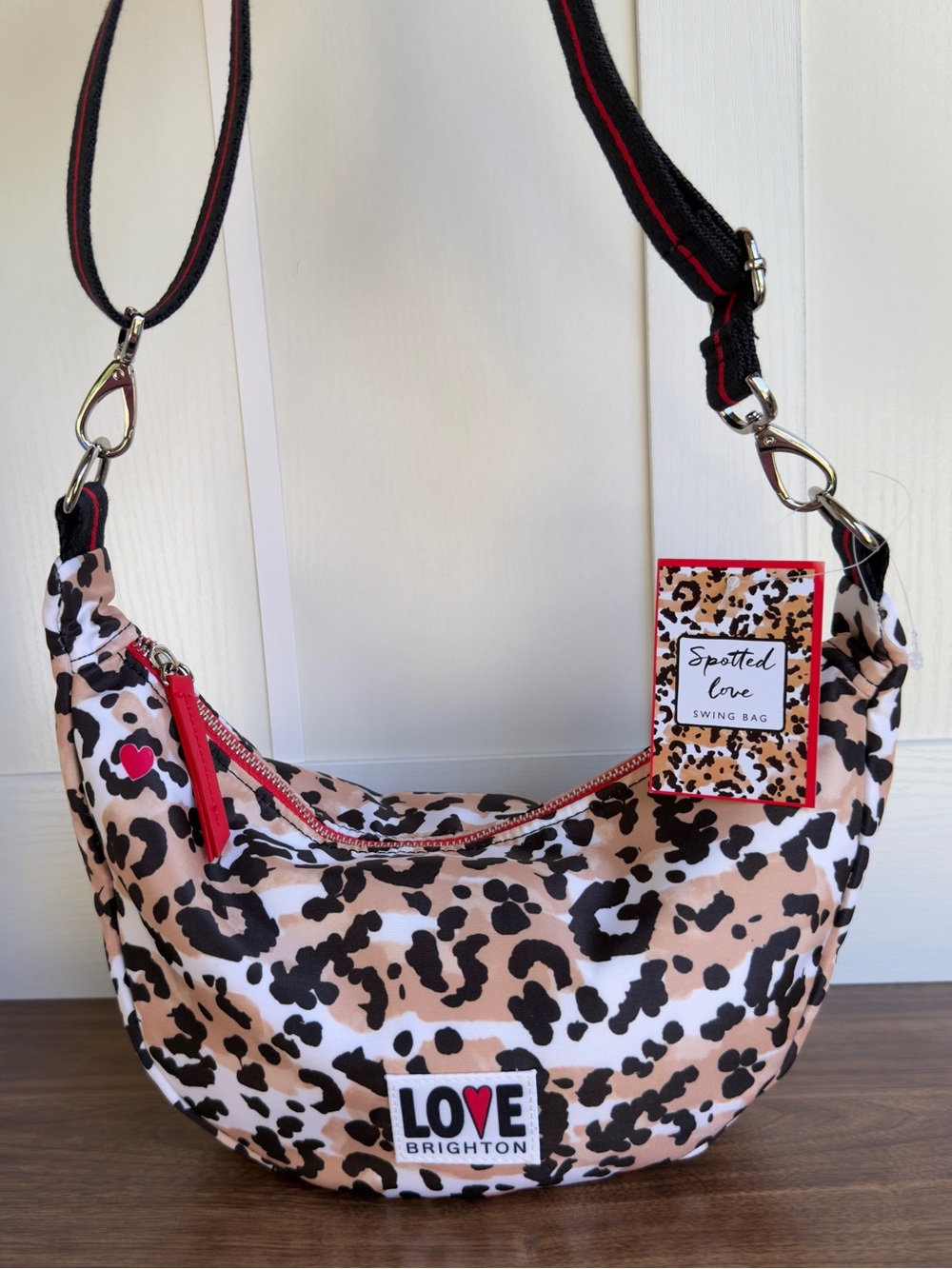 NWT Brighton LOVE Leopard-Print Swing Bag